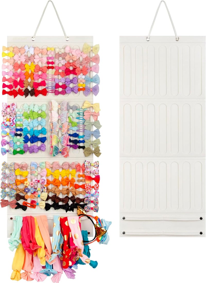 JOYMOMO Bow Holder Organizer for Girls - Hanging Hair Accessories Storage for Headbands, Clips, Ties, Scrunchies (Without Bows) (Beige) - Image 1
